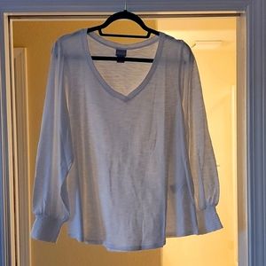 Chico's White Knit Top with Drama Sleeves